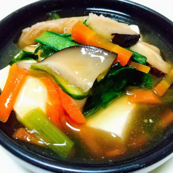 にんじん小松菜しいたけのあんかけ豆腐